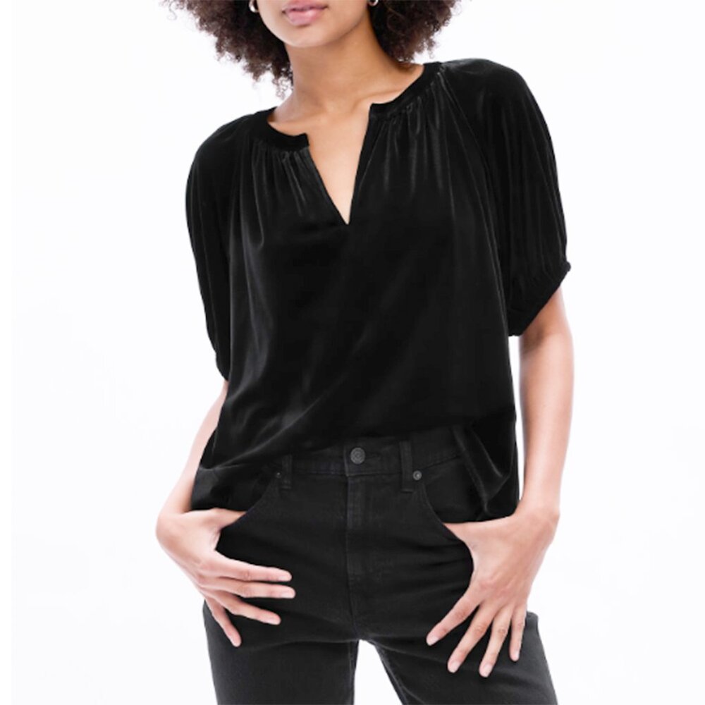 Gap Velvet V-Neck ZEN Top